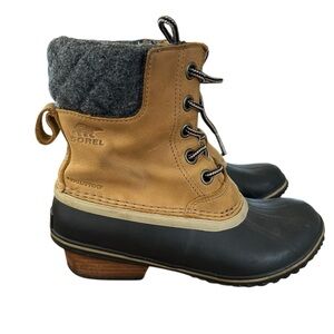 Sorel Womens Slimpack Lace II Brown Black Lace-Up Ankle Snow Boots Size 8